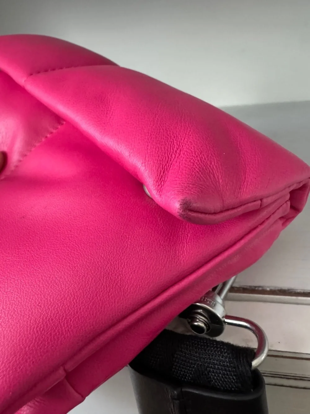 All Saints Ezra Quilted Crossbody Bag Purse Pink Black Logo‎